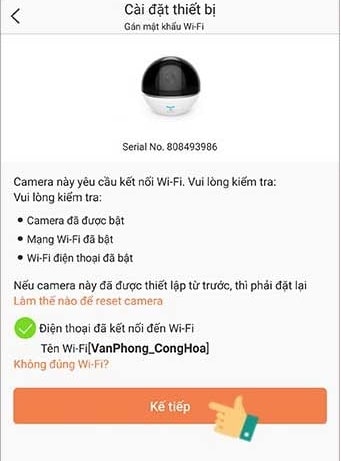 chọn loại kết nối cho camera 