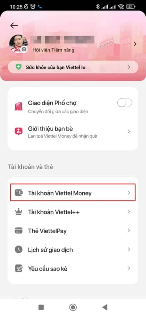 tài khoản viettel money